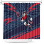 Melbourne Demons Australian Football Shower Curtain Devil Mascot With Indigenous Pattern Art