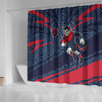 Melbourne Demons Australian Football Shower Curtain Devil Mascot With Indigenous Pattern Art