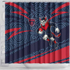 Melbourne Demons Australian Football Shower Curtain Devil Mascot With Indigenous Pattern Art