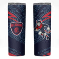 Melbourne Demons Australian Football Skinny Tumbler Devil Mascot With Indigenous Pattern Art