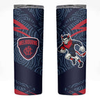 Melbourne Demons Australian Football Skinny Tumbler Devil Mascot With Indigenous Pattern Art