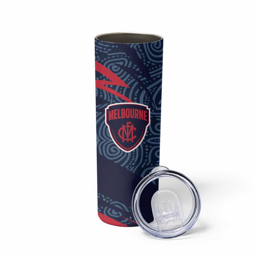 Melbourne Demons Australian Football Skinny Tumbler Devil Mascot With Indigenous Pattern Art