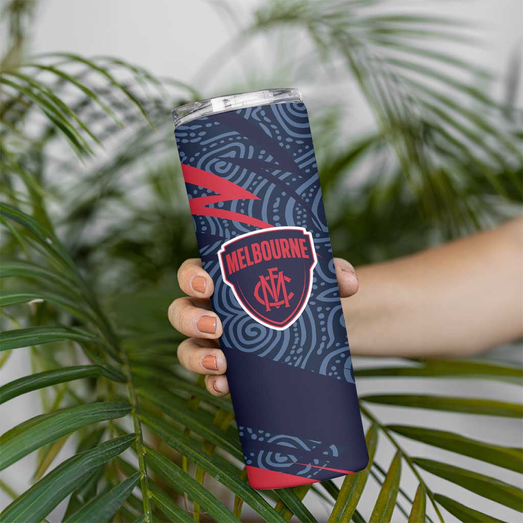 Melbourne Demons Australian Football Skinny Tumbler Devil Mascot With Indigenous Pattern Art