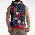 Melbourne Demons Australian Football Sleeveless Hoodie Devil Mascot With Indigenous Pattern Art