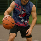 Melbourne Demons Australian Football Sleeveless Hoodie Devil Mascot With Indigenous Pattern Art