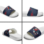 Melbourne Demons Australian Football Slide Sandals Devil Mascot With Indigenous Pattern Art