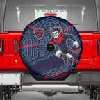 Melbourne Demons Australian Football Spare Tire Cover Devil Mascot With Indigenous Pattern Art