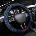 Melbourne Demons Australian Football Steering Wheel Cover Devil Mascot With Indigenous Pattern Art