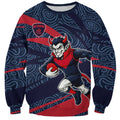 Melbourne Demons Australian Football Sweatshirt Devil Mascot With Indigenous Pattern Art