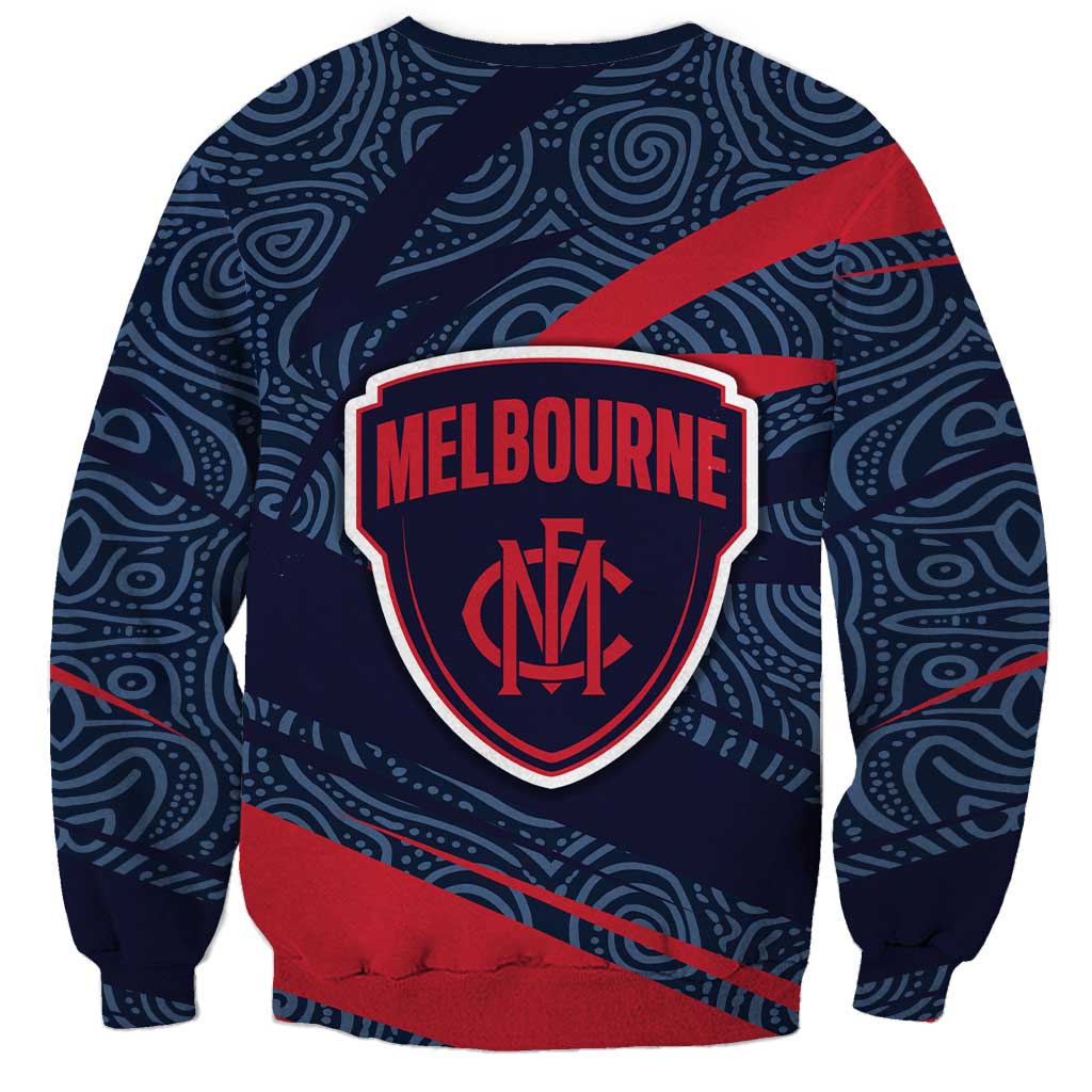 Melbourne Demons Australian Football Sweatshirt Devil Mascot With Indigenous Pattern Art
