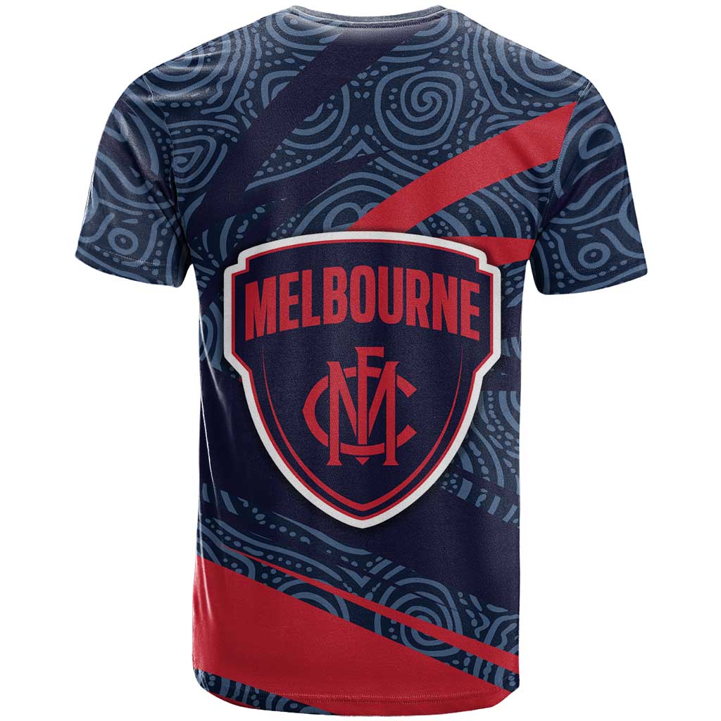 Melbourne Demons Australian Football T Shirt Devil Mascot With Indigenous Pattern Art