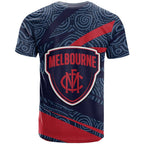 Melbourne Demons Australian Football T Shirt Devil Mascot With Indigenous Pattern Art