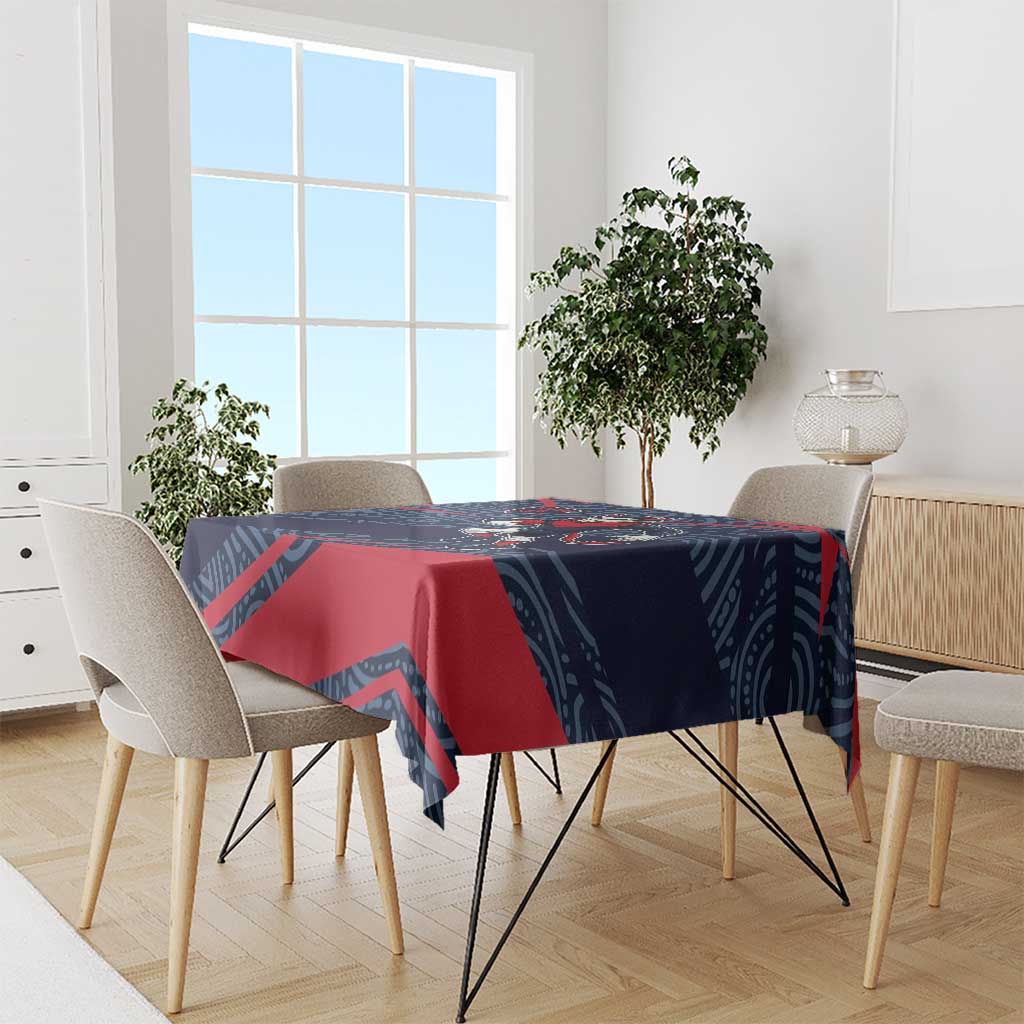 Melbourne Demons Australian Football Tablecloth Devil Mascot With Indigenous Pattern Art