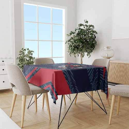 Melbourne Demons Australian Football Tablecloth Devil Mascot With Indigenous Pattern Art