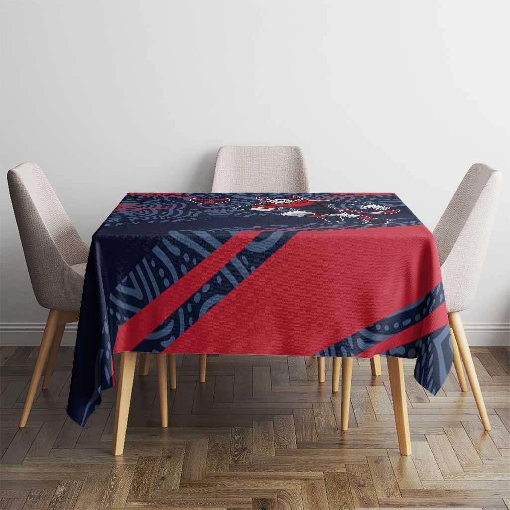 Melbourne Demons Australian Football Tablecloth Devil Mascot With Indigenous Pattern Art