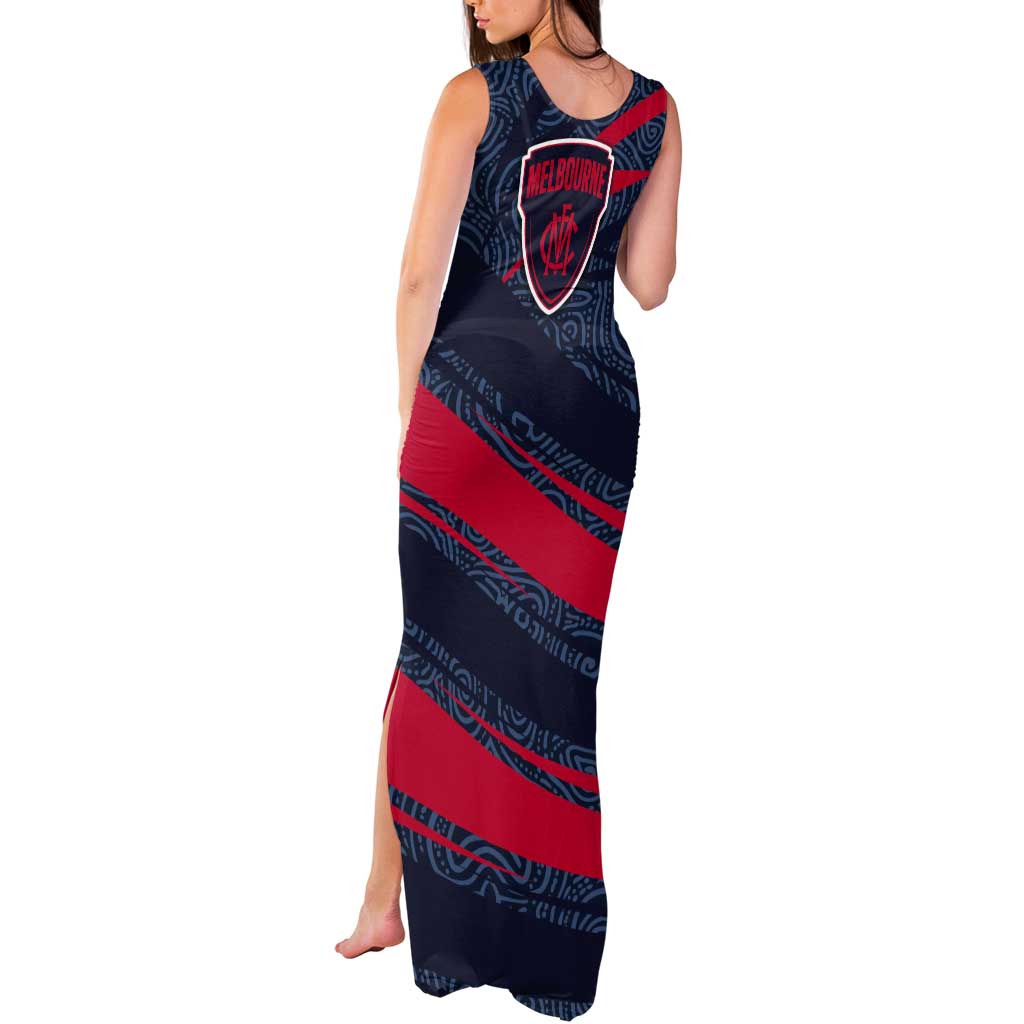 Melbourne Demons Australian Football Tank Maxi Dress Devil Mascot With Indigenous Pattern Art