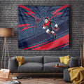Melbourne Demons Australian Football Tapestry Devil Mascot With Indigenous Pattern Art