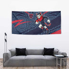 Melbourne Demons Australian Football Tapestry Devil Mascot With Indigenous Pattern Art