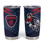 Melbourne Demons Australian Football Tumbler Cup Devil Mascot With Indigenous Pattern Art