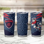 Melbourne Demons Australian Football Tumbler Cup Devil Mascot With Indigenous Pattern Art
