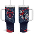Melbourne Demons Australian Football Tumbler With Handle Devil Mascot With Indigenous Pattern Art
