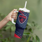 Melbourne Demons Australian Football Tumbler With Handle Devil Mascot With Indigenous Pattern Art