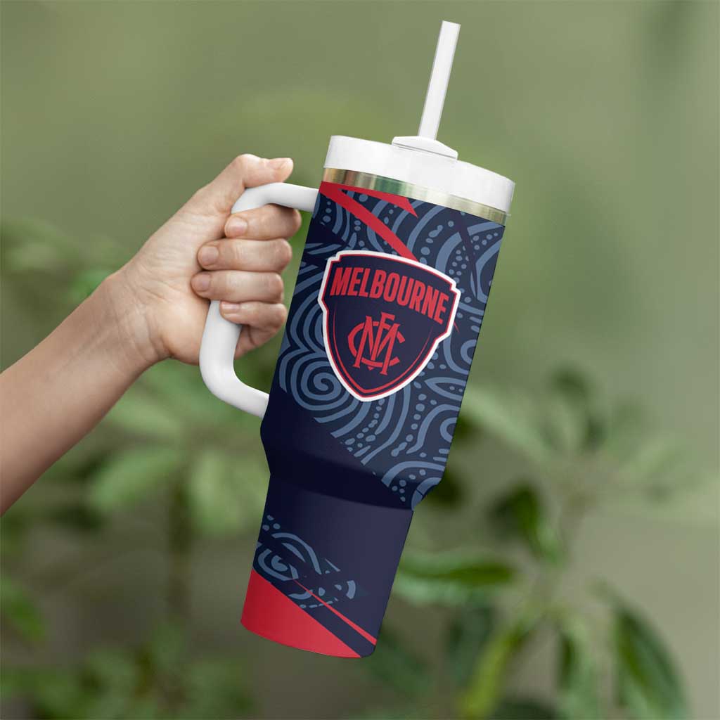 Melbourne Demons Australian Football Tumbler With Handle Devil Mascot With Indigenous Pattern Art
