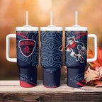 Melbourne Demons Australian Football Tumbler With Handle Devil Mascot With Indigenous Pattern Art