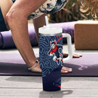 Melbourne Demons Australian Football Tumbler With Handle Devil Mascot With Indigenous Pattern Art