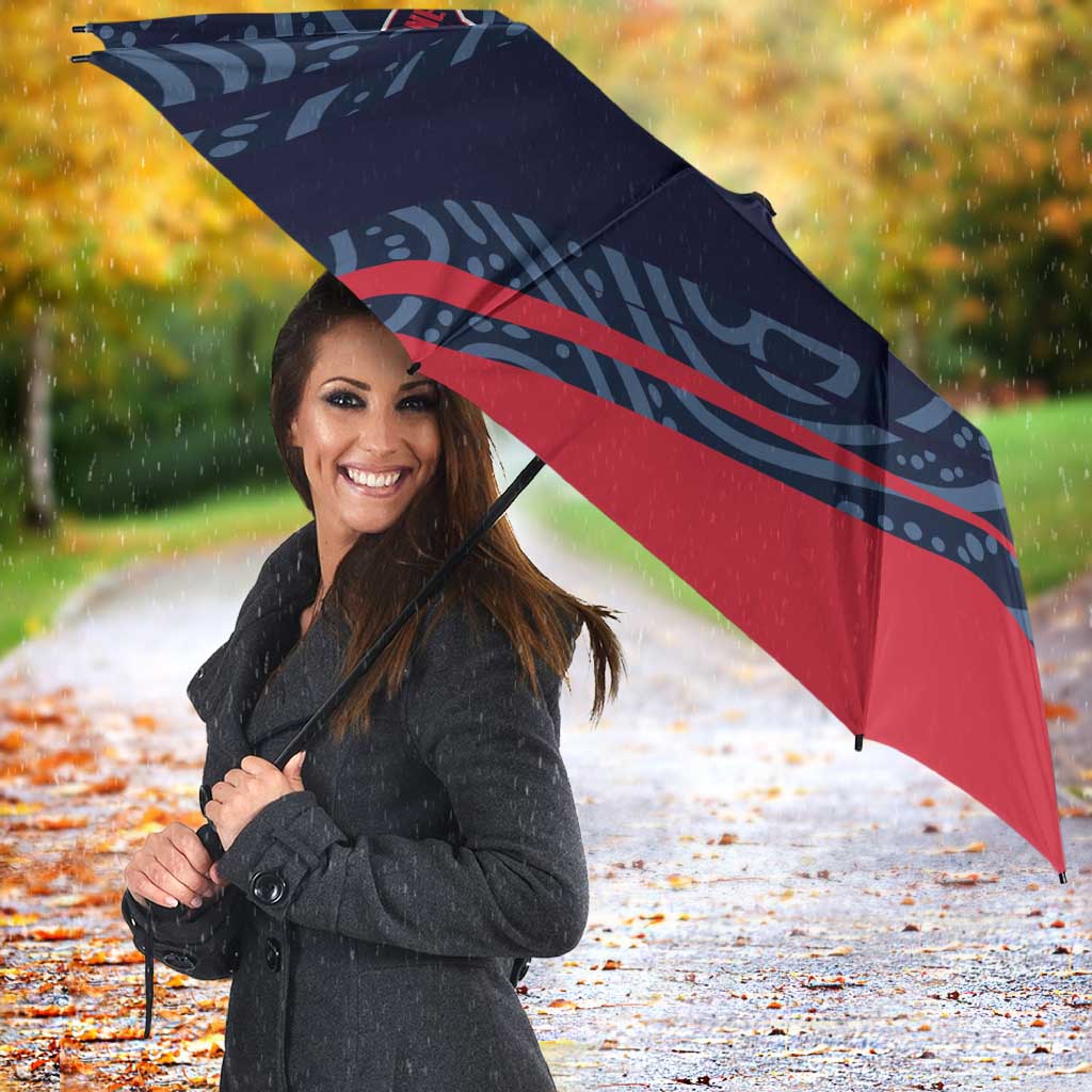Melbourne Demons Australian Football Umbrella Devil Mascot With Indigenous Pattern Art