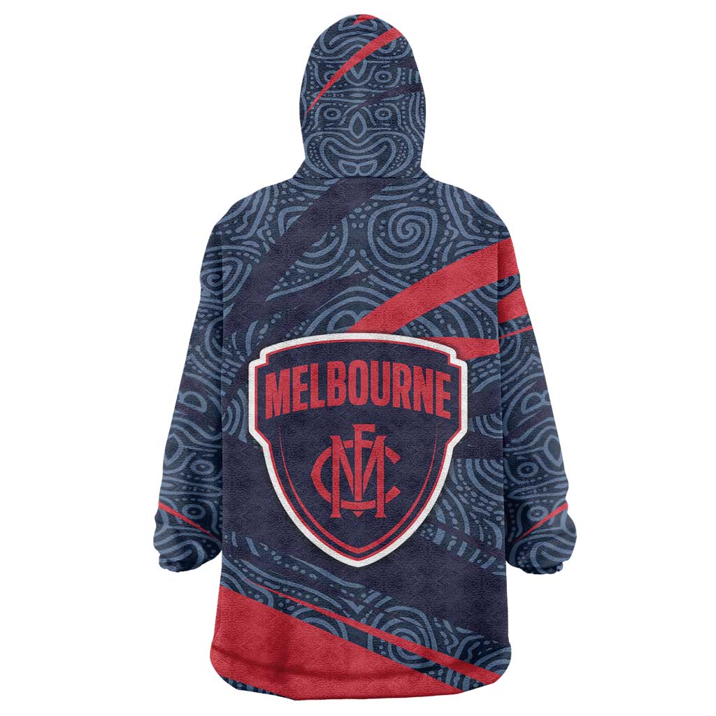 Melbourne Demons Australian Football Wearable Blanket Hoodie Devil Mascot With Indigenous Pattern Art