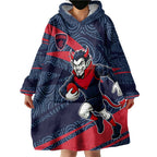 Melbourne Demons Australian Football Wearable Blanket Hoodie Devil Mascot With Indigenous Pattern Art