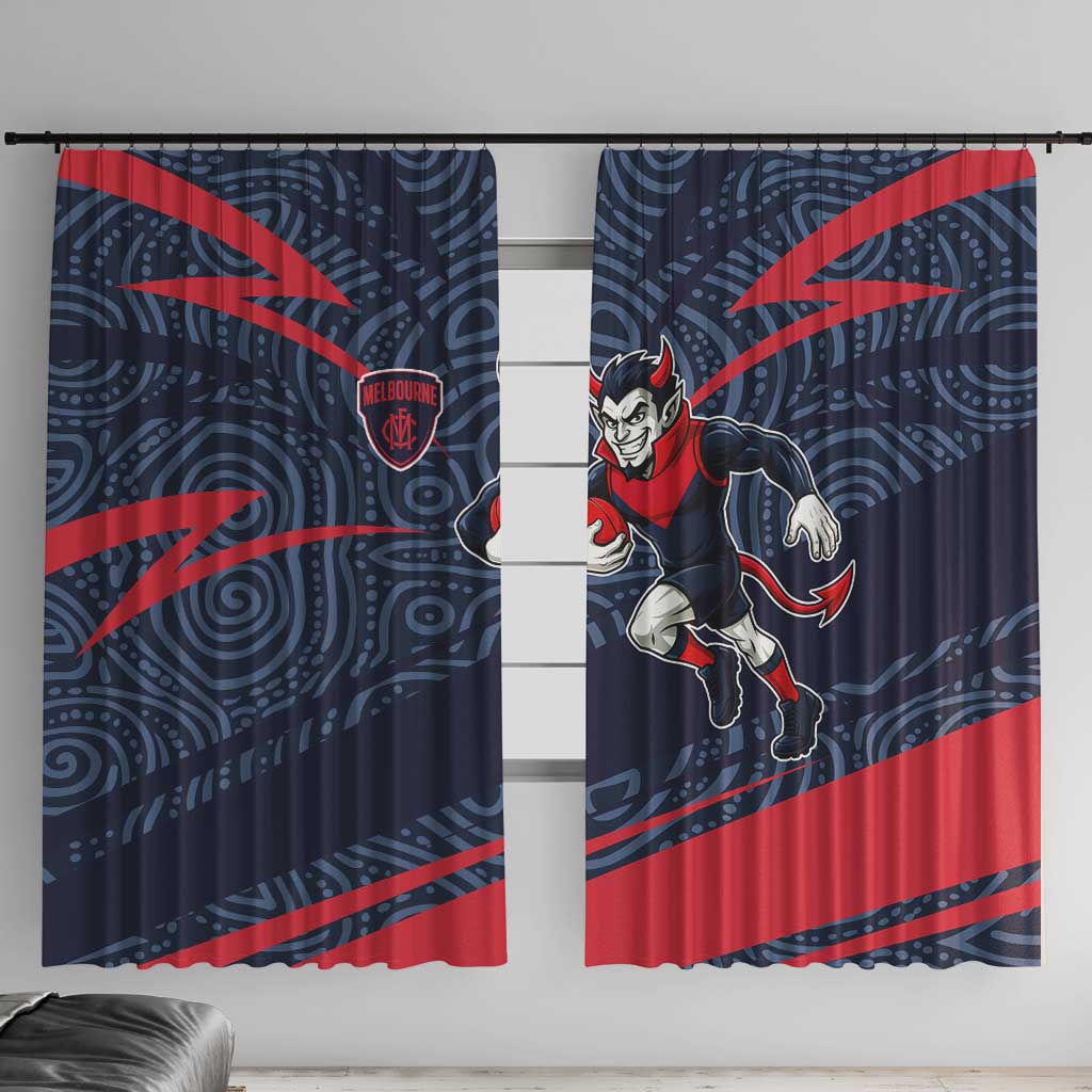 Melbourne Demons Australian Football Window Curtain Devil Mascot With Indigenous Pattern Art