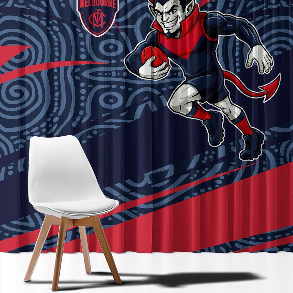 Melbourne Demons Australian Football Window Curtain Devil Mascot With Indigenous Pattern Art