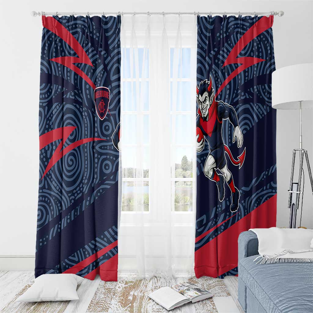 Melbourne Demons Australian Football Window Curtain Devil Mascot With Indigenous Pattern Art