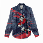 Melbourne Demons Australian Football Women Casual Shirt Devil Mascot With Indigenous Pattern Art