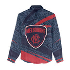 Melbourne Demons Australian Football Women Casual Shirt Devil Mascot With Indigenous Pattern Art