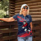 Melbourne Demons Australian Football Women Polo Shirt Devil Mascot With Indigenous Pattern Art