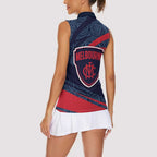 Melbourne Demons Australian Football Women Sleeveless Polo Shirt Devil Mascot With Indigenous Pattern Art