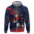 Melbourne Demons Australian Football Zip Hoodie Devil Mascot With Indigenous Pattern Art