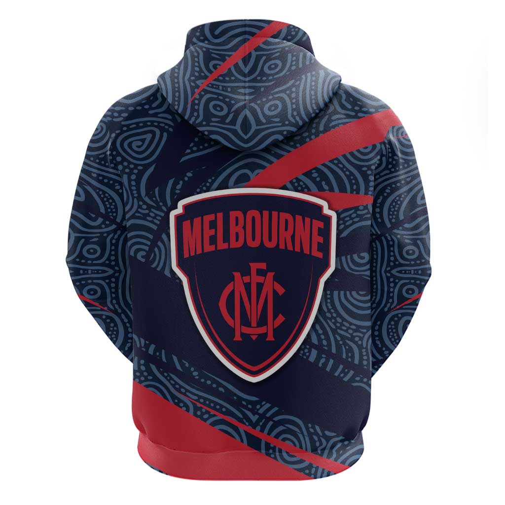 Melbourne Demons Australian Football Zip Hoodie Devil Mascot With Indigenous Pattern Art