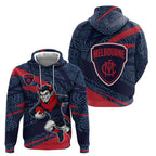 Melbourne Demons Australian Football Zip Hoodie Devil Mascot With Indigenous Pattern Art