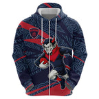 Melbourne Demons Australian Football Zip Hoodie Devil Mascot With Indigenous Pattern Art