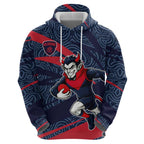 Melbourne Demons Australian Football Zip Hoodie Devil Mascot With Indigenous Pattern Art