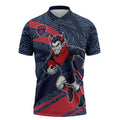 Melbourne Demons Australian Football Zipper Polo Shirt Devil Mascot With Indigenous Pattern Art