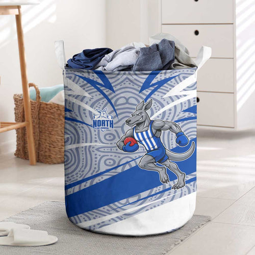 North Melbourne Kangaroos Australian Football Laundry Basket Kangaroo Mascot Design With Indigenous Pattern Art