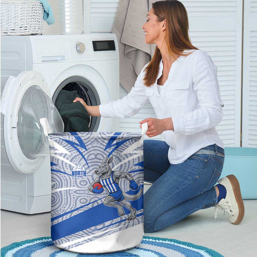 North Melbourne Kangaroos Australian Football Laundry Basket Kangaroo Mascot Design With Indigenous Pattern Art