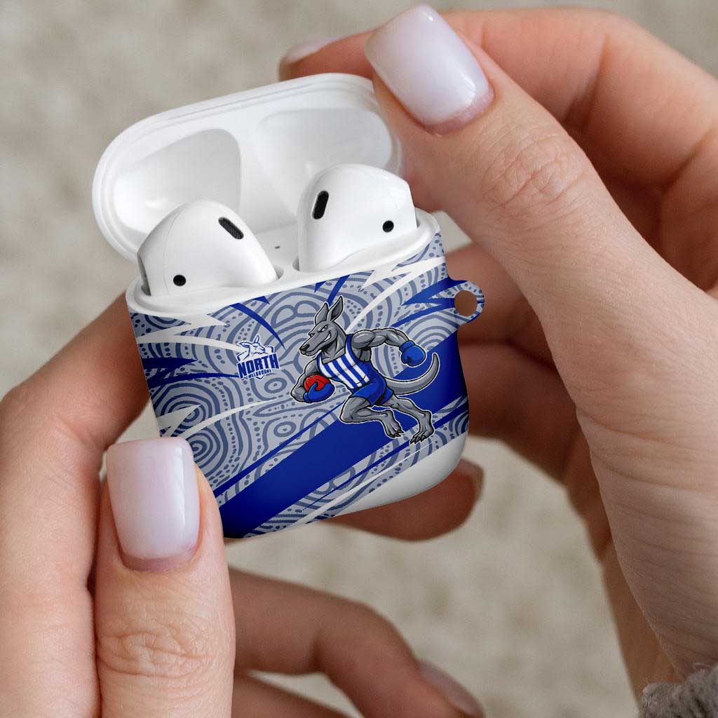 North Melbourne Kangaroos Australian Football AirPods Case Kangaroo Mascot Design With Indigenous Pattern Art