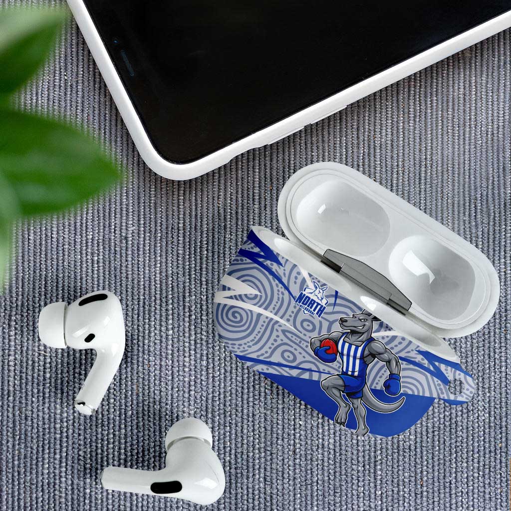 North Melbourne Kangaroos Australian Football AirPods Case Kangaroo Mascot Design With Indigenous Pattern Art