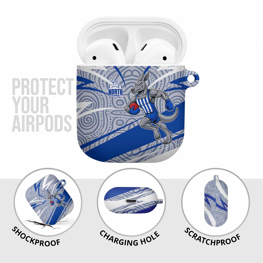 North Melbourne Kangaroos Australian Football AirPods Case Kangaroo Mascot Design With Indigenous Pattern Art